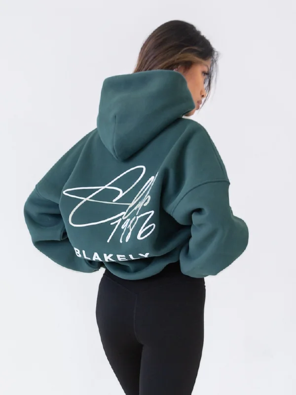 Women's Hooded Sweatshirts with Corduroy LiningClub Oversized Hoodie - Teal Green