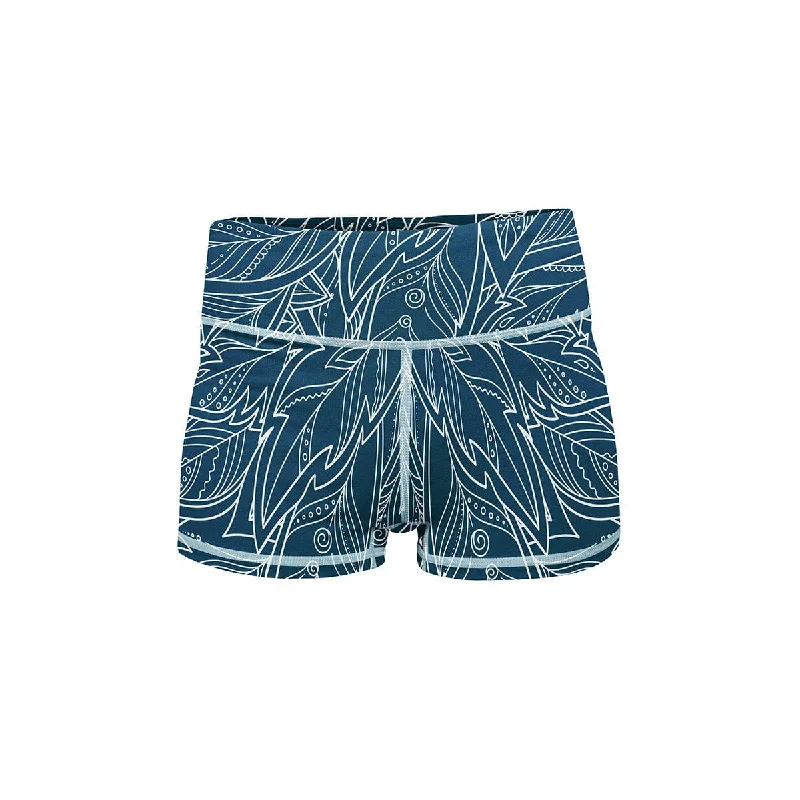 Women's Lounge ShortsBlue Feather Yoga Shorts