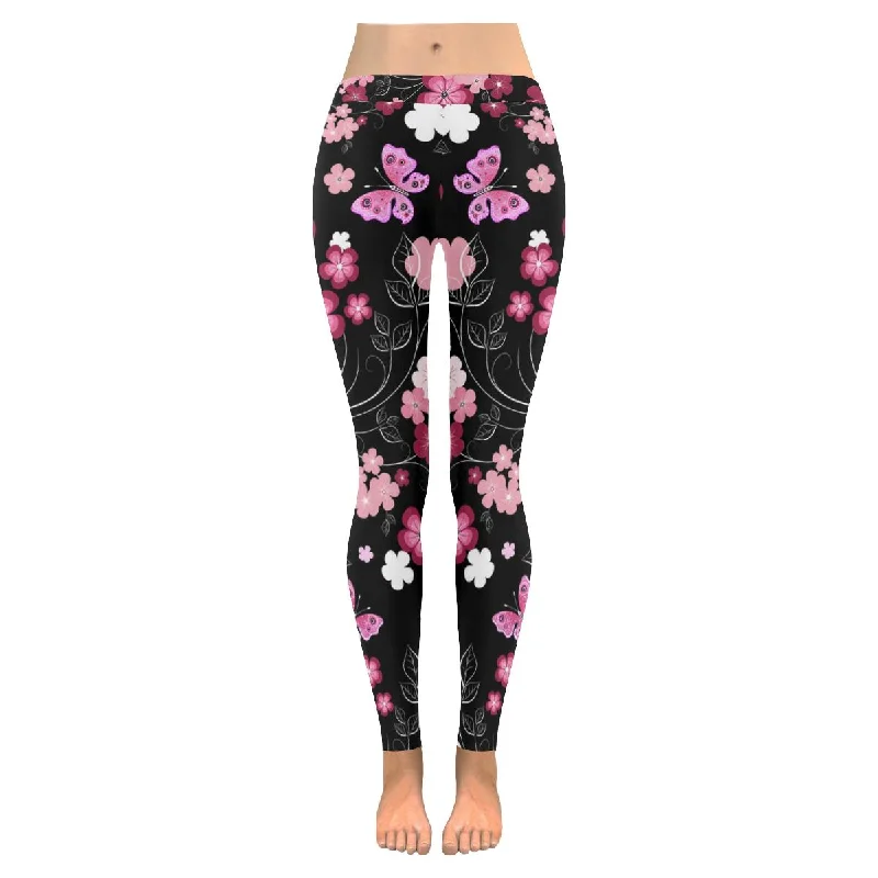 Zenzzle graphic Dark floral print low rise Women yoga running Leggings