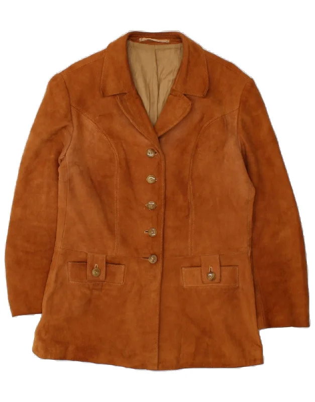 Women's Trench CoatsVINTAGE Womens Suede Jacket IT 44 Medium Brown