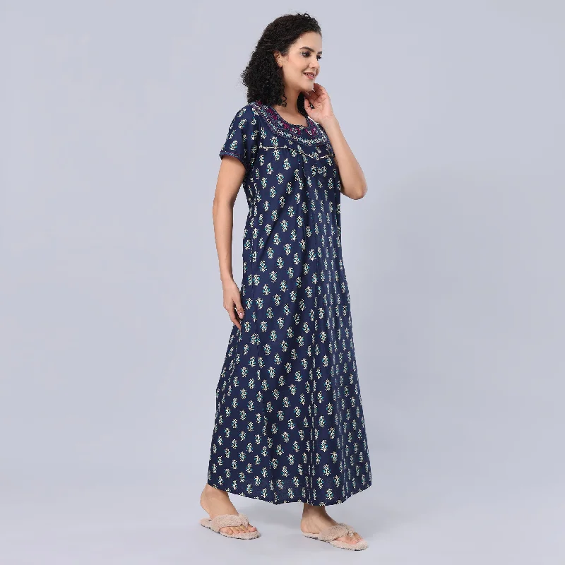 women's pajamas with a sophisticated eleganceEvolove Women's 100% Cotton Printed Maxi Nighty Sleepwear Super Comfortable & Soft Cotton