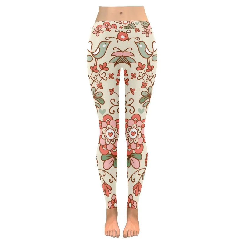 InterestPrint Colorful Floral pattern Graphic Low Rise yoga Leggings for women