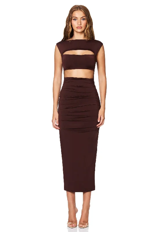 Women's Cut-Out DressesNookie Enigma Cut Out Midi Dress - Chocolate