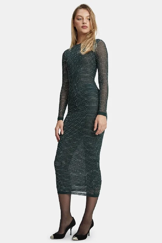 Women's Flared DressesAtlas Diamante Midi Dress - Forest Green