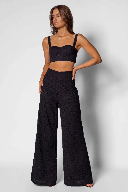 Women's Jumpsuits with Sweetheart CollarAria Set - Black