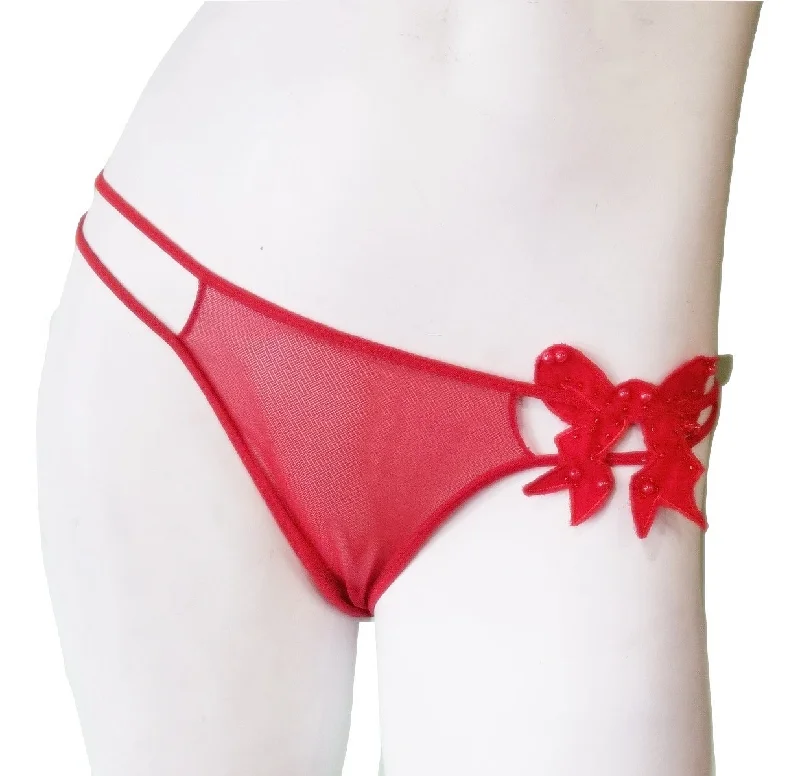 women's underwear with a built-in bra for supportRed Mesh Gift Panties