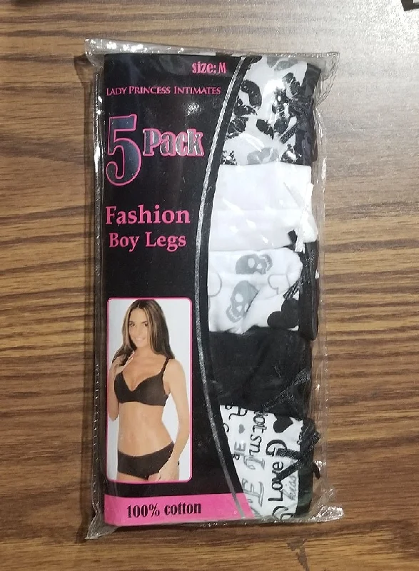 lightweight mesh panties for summer wear100% Cotton Fashion Panties 5 Pack Boyleg Black & White Prints