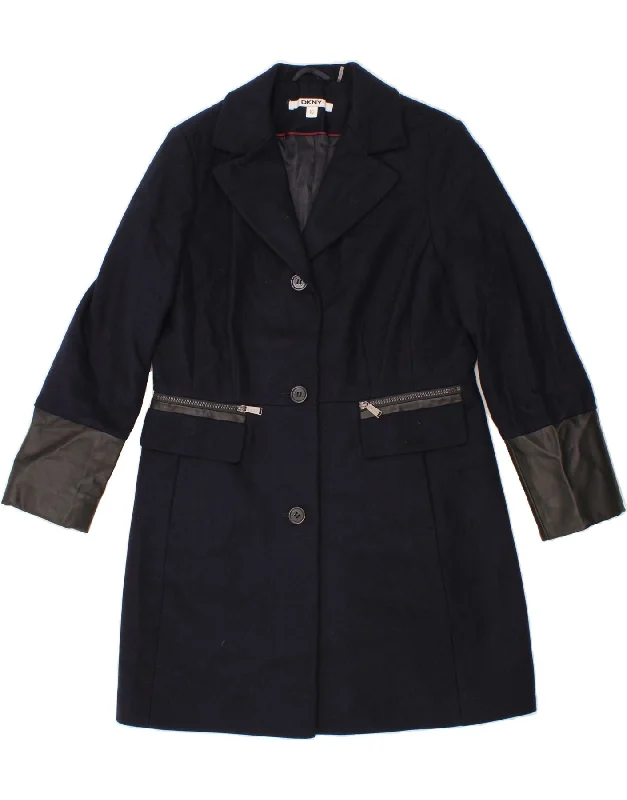 Women's Quilted CoatsDKNY Womens Overcoat UK 16 Large  Navy Blue New Wool