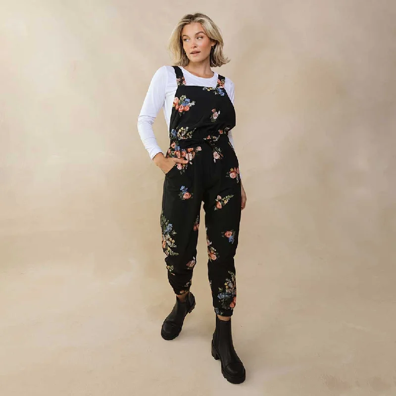 Women's Jumpsuits with Wide LegRose Black Classic Overall Jumpsuit