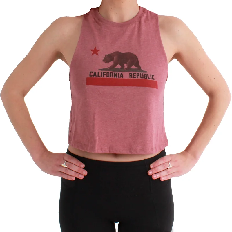 Women's Hooded Sweatshirts with Hidden PocketsCalifornia State Flag Racerback Cropped Tank Heather Mauve