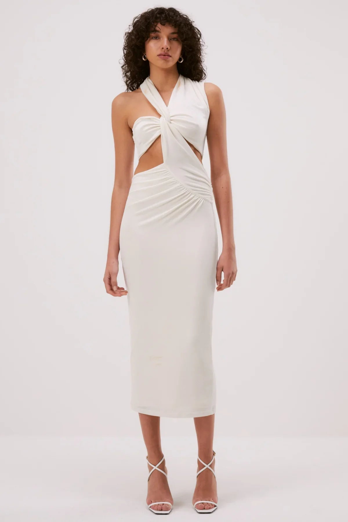 Women's U-Back DressesMisha Graciela Slinky Jersey Midi Dress - Ivory