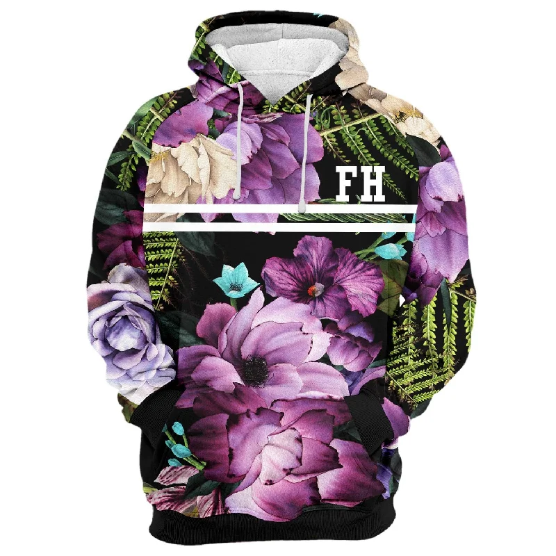 Women's Hooded Sweatshirts with Polyester LiningMagenta Purple Blossom Hoodie