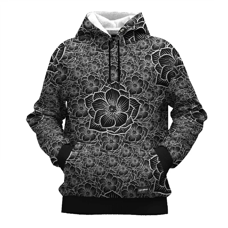 Women's Hooded Sweatshirts with Geometric LiningAchromic Flower Hoodie