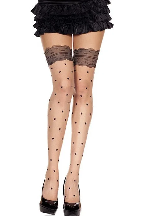 Music Legs Faux Heart Tights