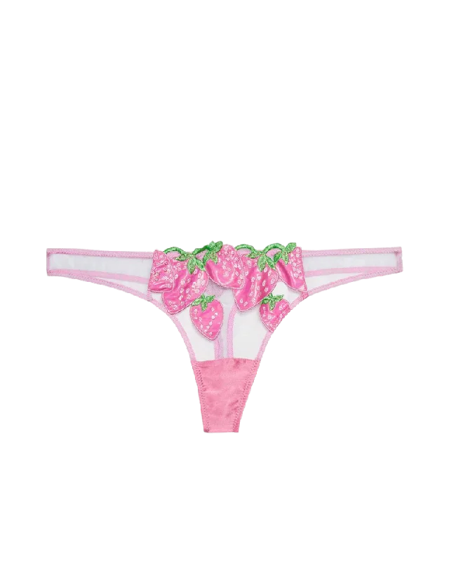 lightweight cotton briefs with a soft and stretchable fabric for everyday comfortWild Strawberry Thong, Pink Cadillac