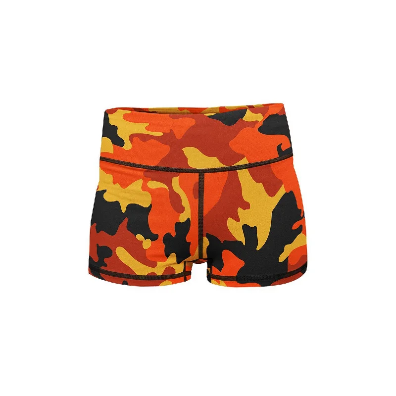 Women's Printed ShortsOrange Camo Yoga Shorts