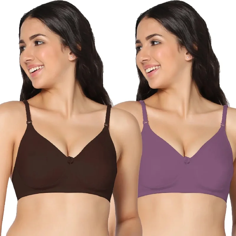 plus-size full-bust braNon padded medium coverage Coffee & Wine Color Everyday Bra (Pack of 2)