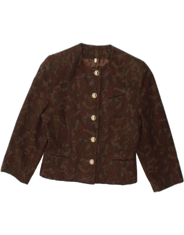 Women's Duffle CoatsVINTAGE Womens 5 Button Blazer Jacket IT 44 Medium Brown Paisley Wool