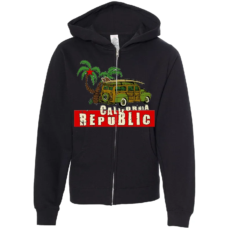 Women's Hooded Sweatshirts with Front PocketsCalifornia Republic Woody Premium Youth Zip-Up Hoodie