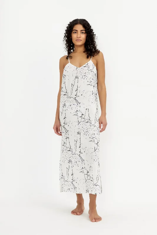 cozy women's flannel pajamasSlip Night Dress - Volare Print White