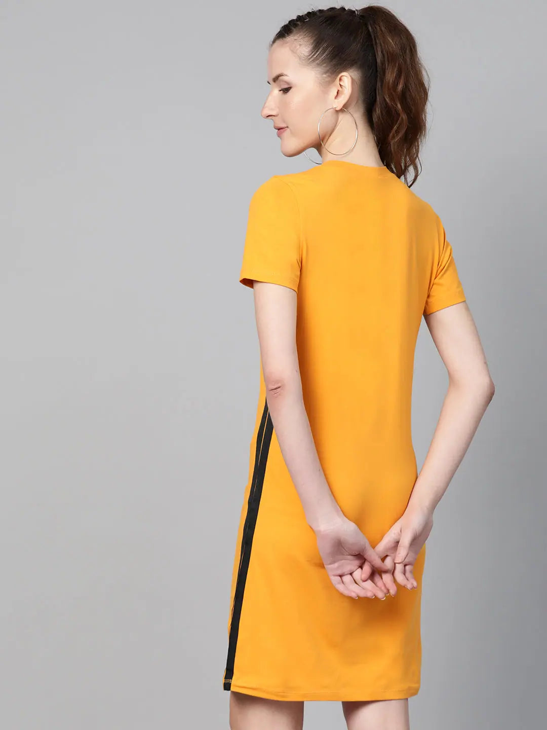 Women's Keyhole-Neck DressesMustard Side Tape Bodycon Dress