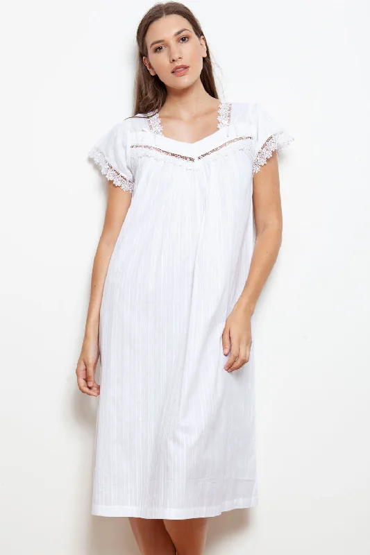 women's pajamas for winter warmthCottonreal Mabel Cotton Lawn Cap Sleeve Nightdress