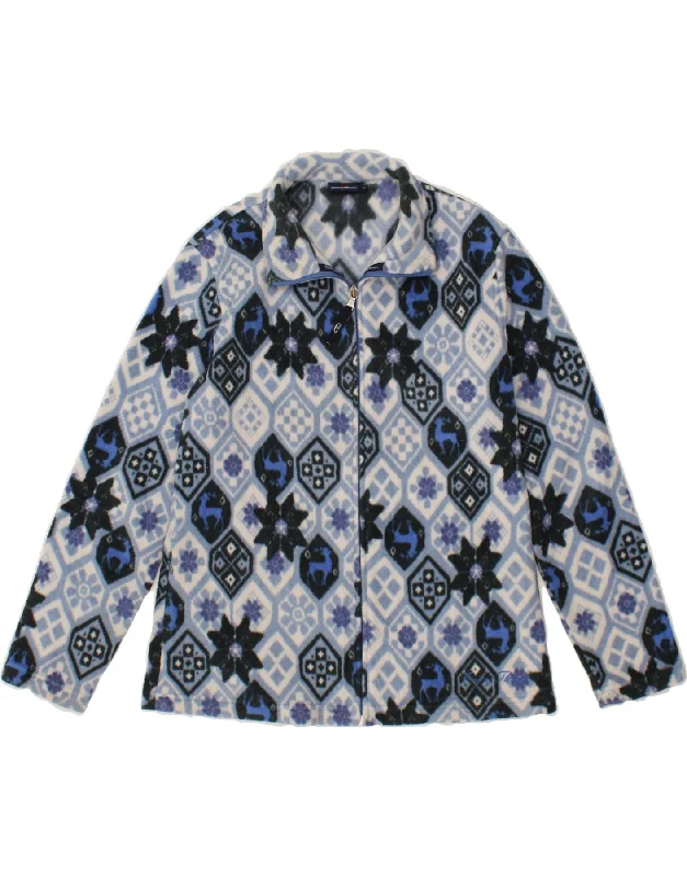 Women's Windbreaker CoatsCONTE OF FLORENCE Womens Fleece Jacket UK 14 Medium Blue Fair Isle