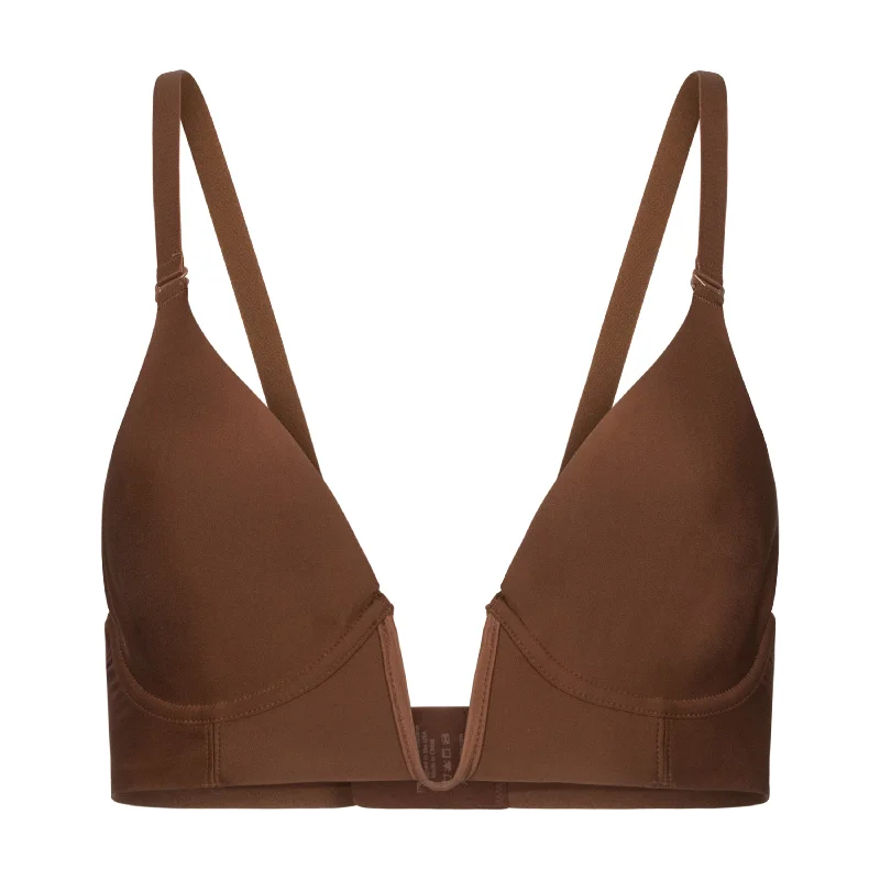 wireless bra with stretch fabricThe Finally V Plunge Bra Espresso