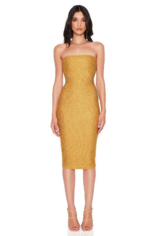 Women's Keyhole-Neck DressesNookie Adriana Midi Dress - Gold