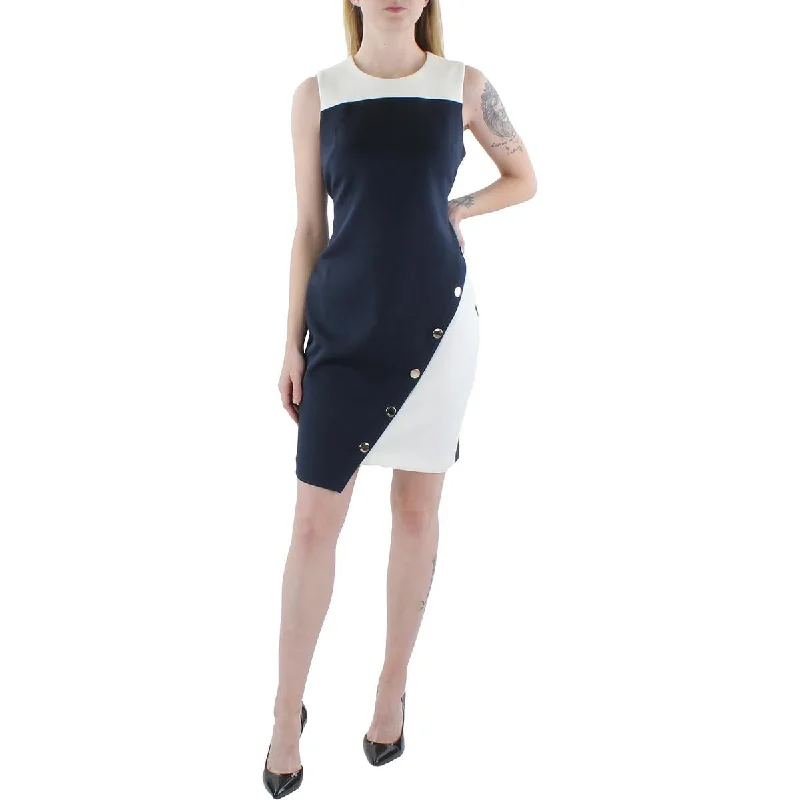 Women's Square-Neck DressesTommy Hilfiger Womens Petites Sleeveless Asymmetric Bodycon Dress