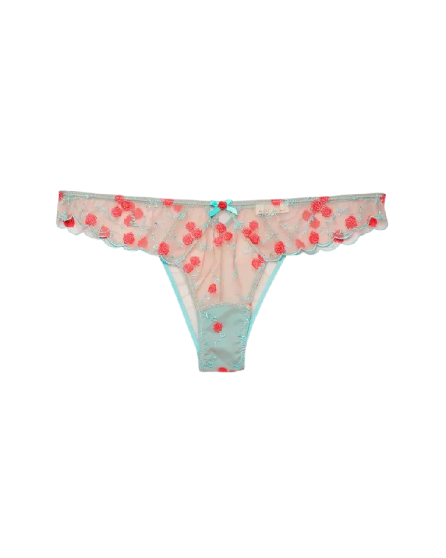 eco-friendly underwear made from sustainable materialsRose and Vine Embroidery Cheeky, Bright Jade