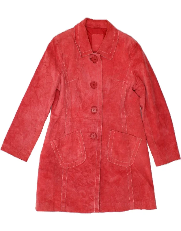 Women's Anorak CoatsVINTAGE Womens Suede Overcoat UK 16 Large  Red Leather