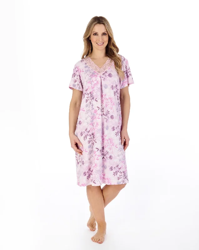 women's pajamas for those who cherish their bedtime routinesGaspé 40" Supersoft Multi Print Short Sleeve Nightdress - GL04701