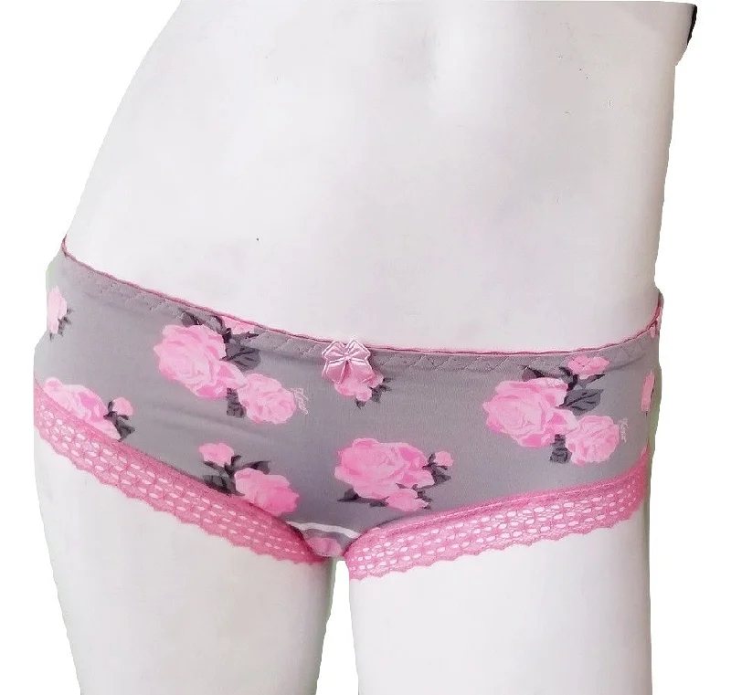 plus-size lace thong panties with stretch fabricVIP Panties - Pink Roses