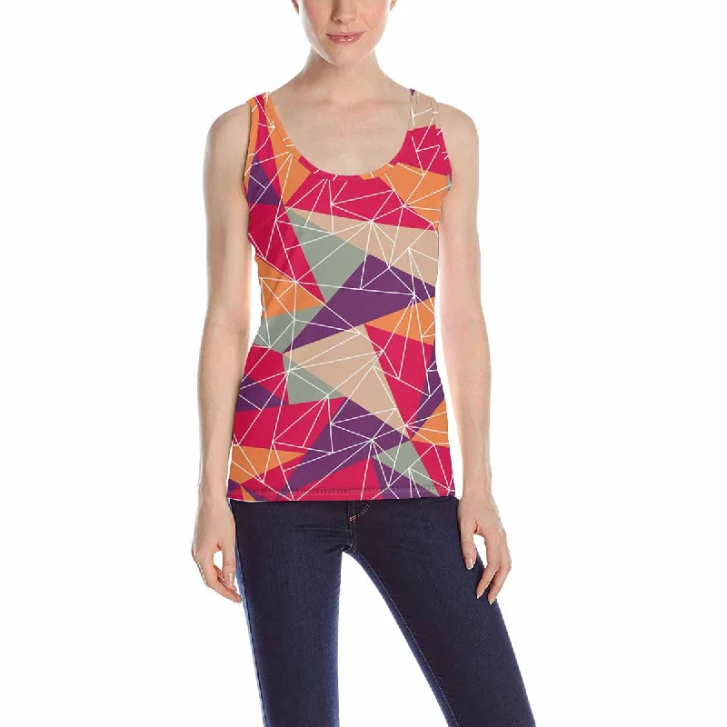 Women's Blouse with BeltWomen's Tank Top print with Abstract geometric colorful pattern