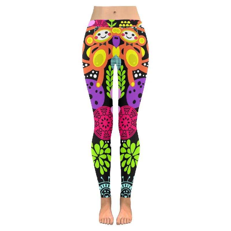 Zenzzle Monkeys with flower print graphic Low Rise yoga Leggings for women