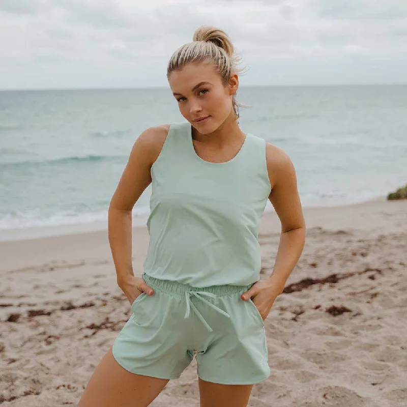 Women's Jumpsuits with Low CollarMint Tank Romper