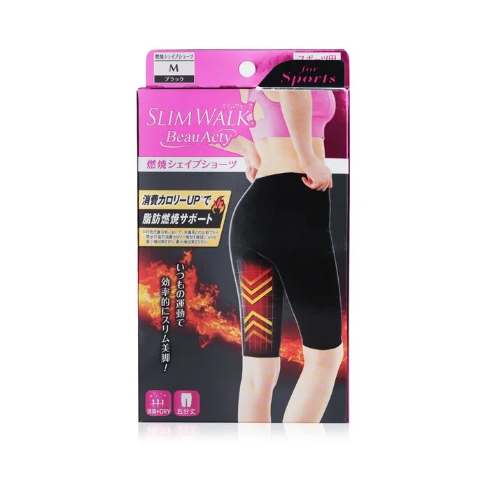 Women's Solid Color ShortsCompression Fat-burning Support Shape Shorts For Sports - #blacks (size: M) - 1pair