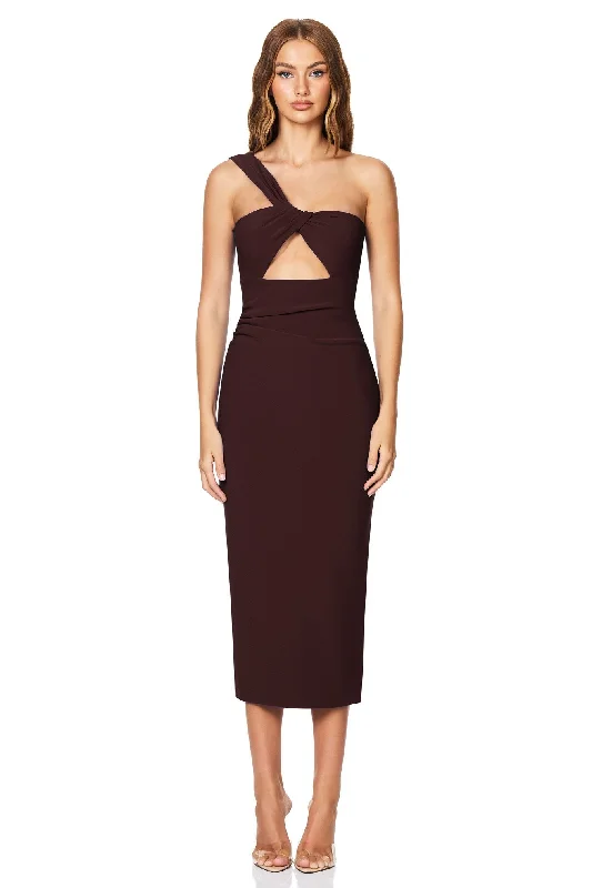 Women's Shawl Collar DressesNookie Tease Midi Dress - Cocoa