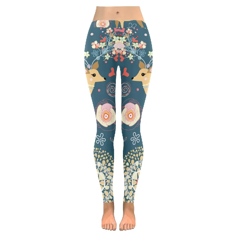 Zenzzle fabulous flower deer graphic Low Rise yoga Leggings for women