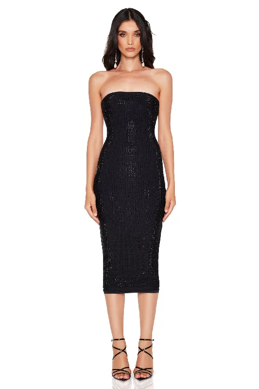 Women's Boat-Neck DressesNookie Adriana Midi Dress - Black