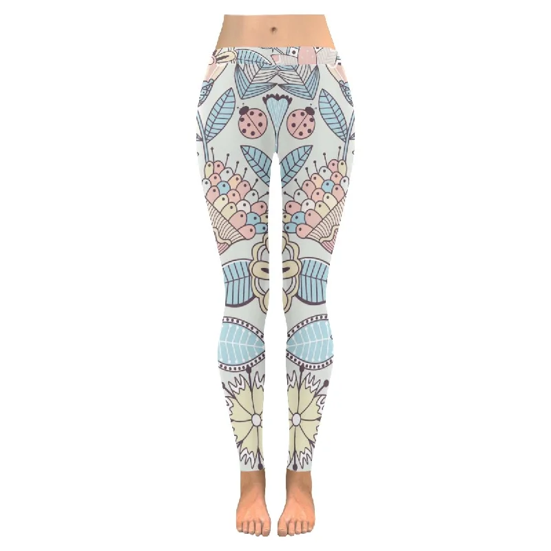 Zenzzle flowers and butterflies Low Rise Womens yoga Leggings(XXS-5XL)