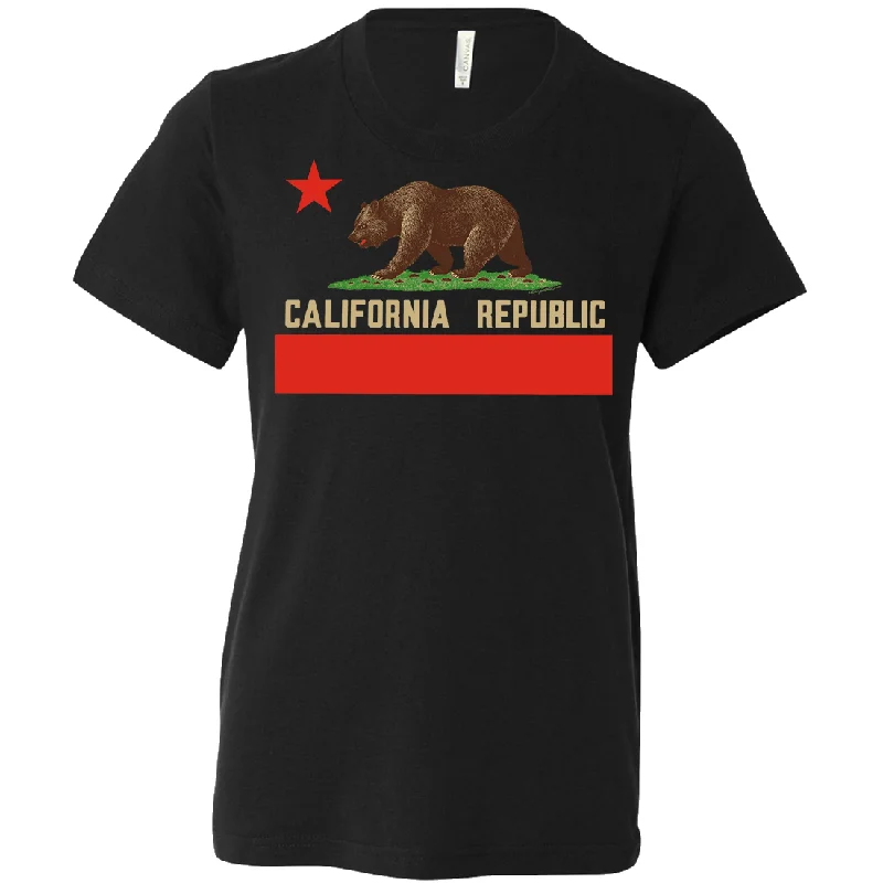 Women's Hooded Sweatshirts with Stretch WaistDon Pimentel California Republic Bear Flag Asst Colors Youth T-Shirt/tee