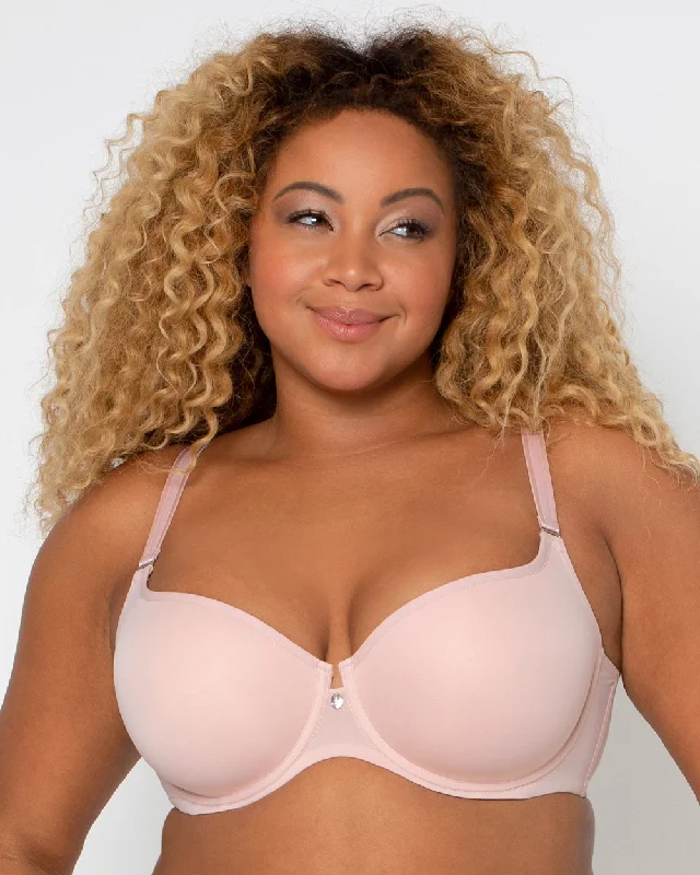 wireless bra with stretch fabricCurvy Couture Tulip Smooth T-shirt Bra