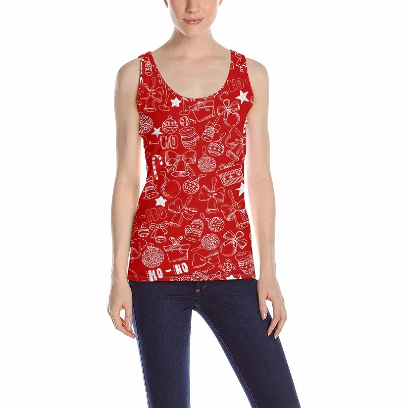 Women's Blouse with HoodWomen's Tank Top print with Christmas pattern