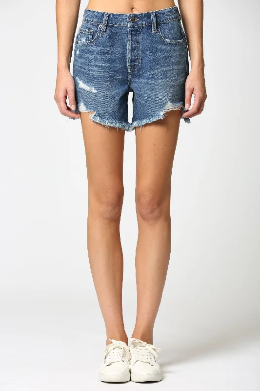 Women's Chino ShortsHidden Jeans Sofie High Rise Dark Denim Mom Shorts