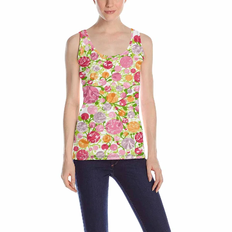 Women's Blouse for EveningWomen's Tank Top print with colorful flowers pattern