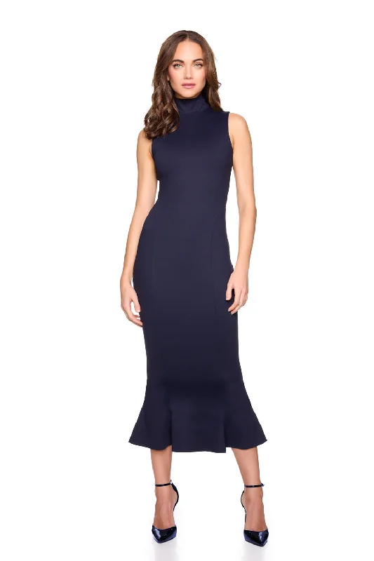 Women's Long-Sleeve Dressesmock neck sleeveless trumpet midi dress