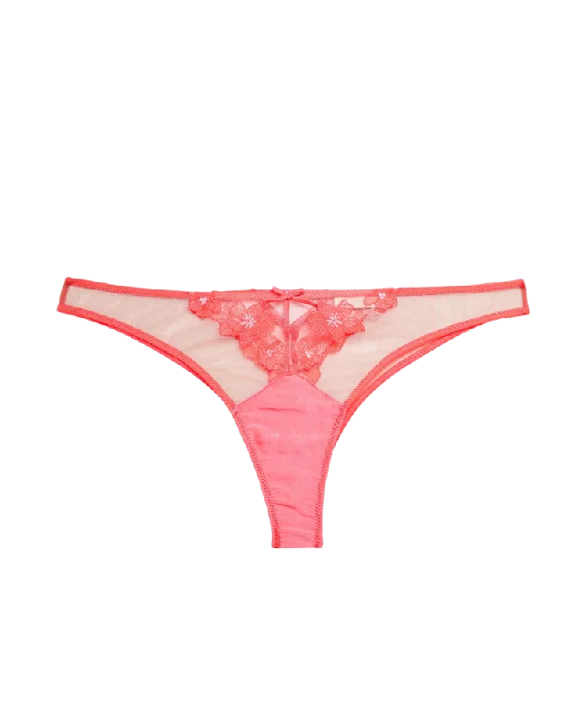 stretch lace high-leg panties for womenPetal Embroidery Cheeky, Pop Pink