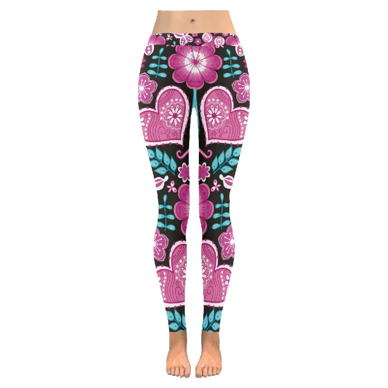 Zenzzle purple floral and bird print low rise womens leggings(XXS-5XL)